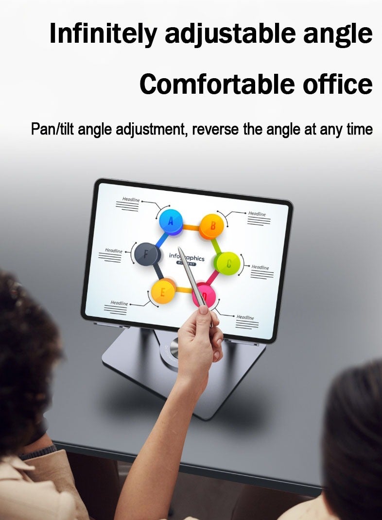 Generic 360° Adjustable Laptop & Phone Stand - Ergonomic Foldable Desktop Holder for 4-12.9" Devices, Swivel Base for Home/Office/Collaboration (Black)  - Image 3
