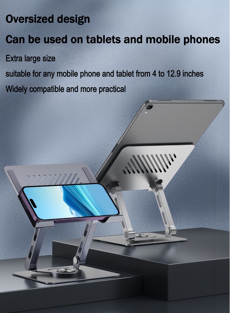 Generic 360° Adjustable Laptop & Phone Stand - Ergonomic Foldable Desktop Holder for 4-12.9" Devices, Swivel Base for Home/Office/Collaboration (Black)  - Image 2