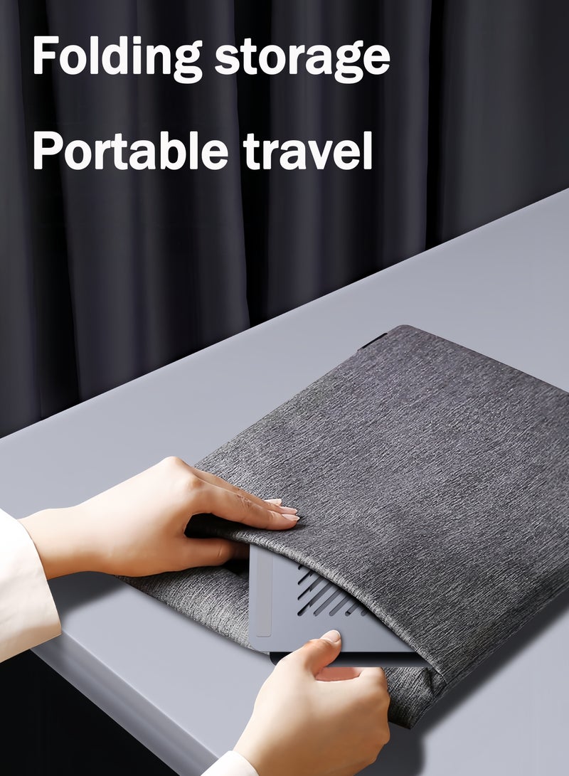 Generic 360° Adjustable Laptop & Phone Stand - Ergonomic Foldable Desktop Holder for 4-12.9" Devices, Swivel Base for Home/Office/Collaboration (Black)  - Image 5