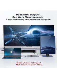 Captaintech USB C to HDMI Adapter USB 3.1Type-C Adapter hub to HDMI 4K+USB 3.0+USB-C Charging Port USB-C Digital AV Multiport Adapter for MacBook Pro/iPad/Switch/Pro/S8+/S9 (USB c to Dual hdmi Adapter)  - Image 2