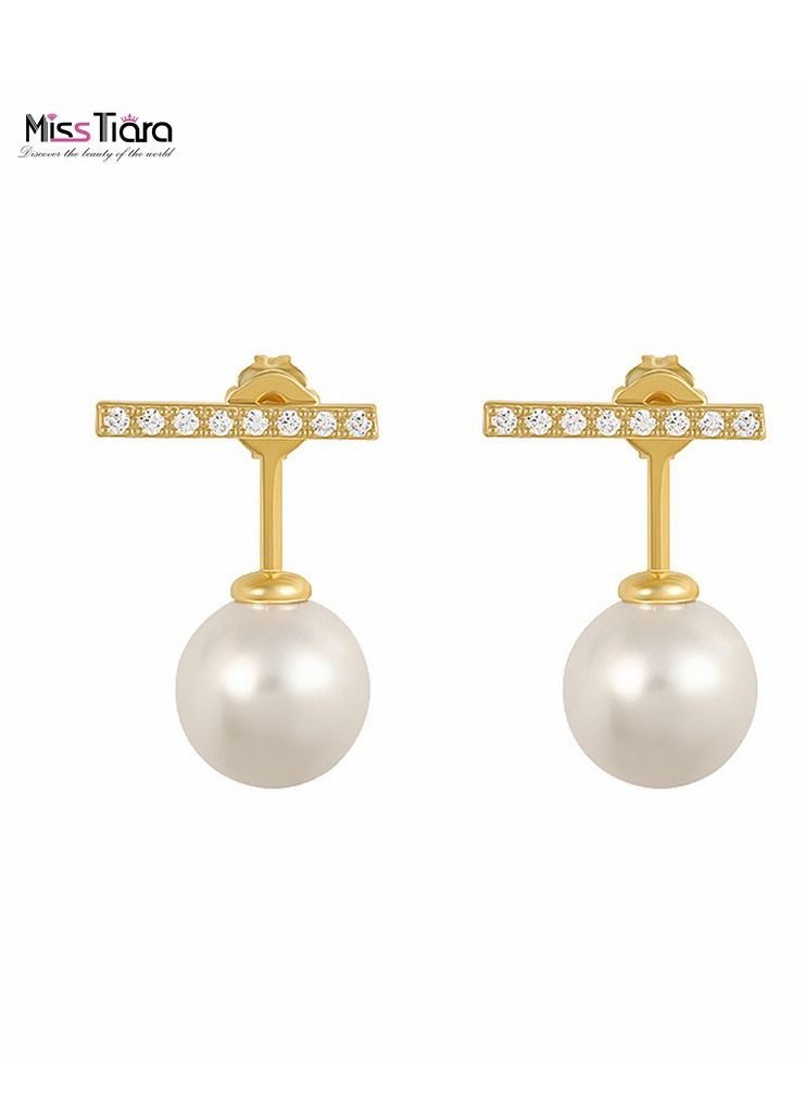 MissTiara S925 silver needle Fashion temperament simple rhinestone pearl stud earrings - Image 1