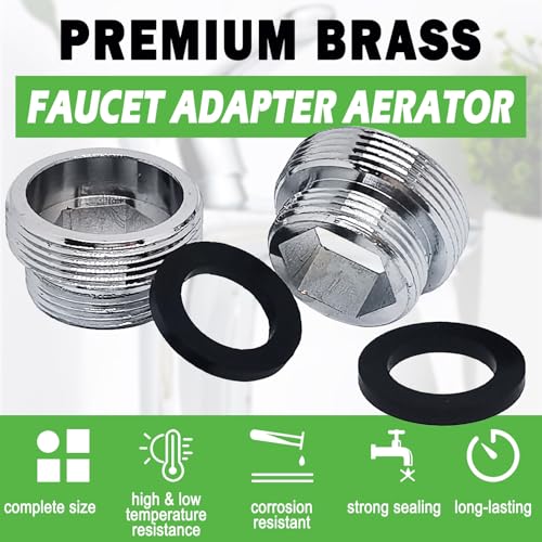 ZLYY Faucet Adapter Aerator For Water Purifier,18mm Male x 1mm To 22mm Male Connector,Faucet Adapter Brass Fitting,Tap Connector Aerator For Bathroom Kitchen(Silver,2pcs) - Image 4