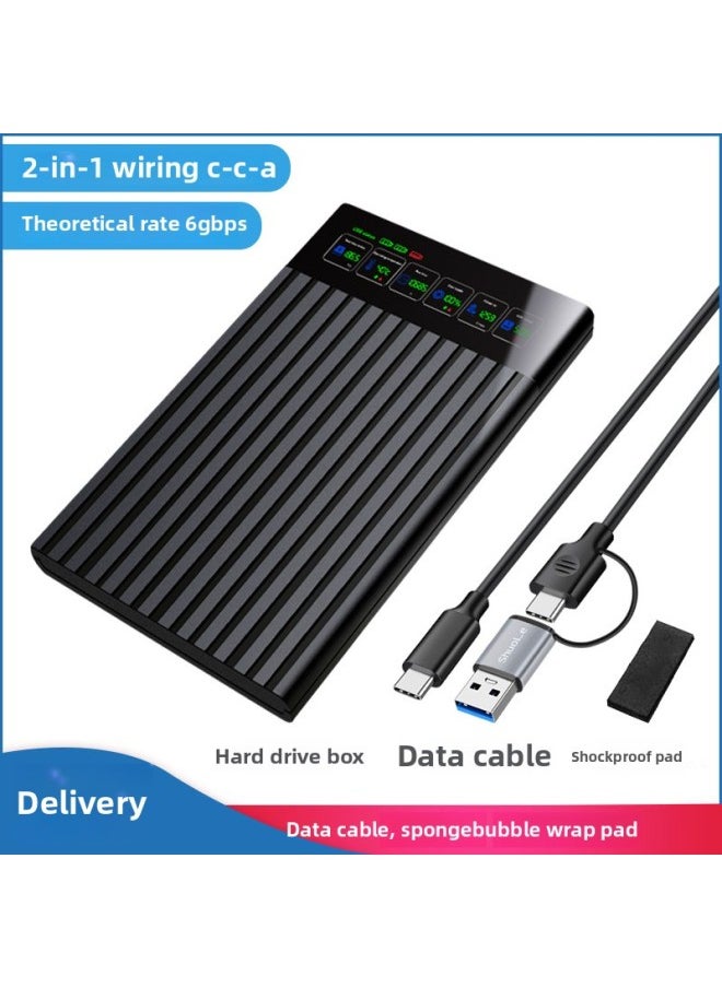 ماركة غير محددة صندوق القرص الصلب المحمول Shuole Type-c شاشة رقمية ذكية للكمبيوتر المحمول مقاس 2.5 بوصة منفذ تسلسلي SATA خارجي - اللون: Sl-u25t-p مع Cc إلى كابل بيانات عالي السرعة + وسادة إسفنجية مقاومة للصدمات --- تغليف باللغة الإنجليزية  - Image 1
