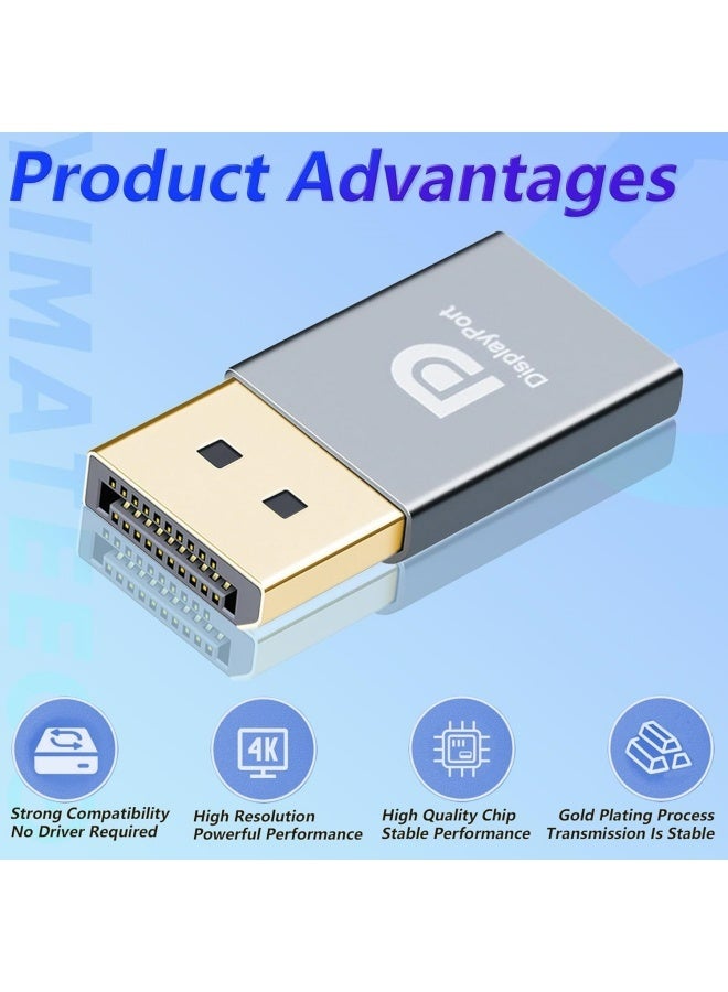 Flyview Displayport Dummy Plug EDID Emulator Virtual Display Adapter, 4K DP Dummy Plug Headless Ghost Adapter Supports up to 3840x2160 @60HZ, 1080P, 2 Pack, Grey - Image 3