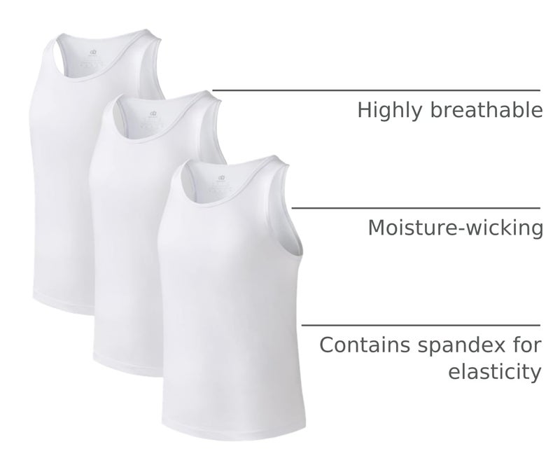 DAVID ARCHY Men's Tank Top Bamboo Rayon Undershirts Tank Shirt Moisture-Wicking A-Shirt for Men, 3-Pack (S, White) - Image 4