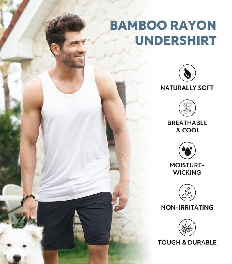 DAVID ARCHY Men's Tank Top Bamboo Rayon Undershirts Tank Shirt Moisture-Wicking A-Shirt for Men, 3-Pack (S, White) - Image 3