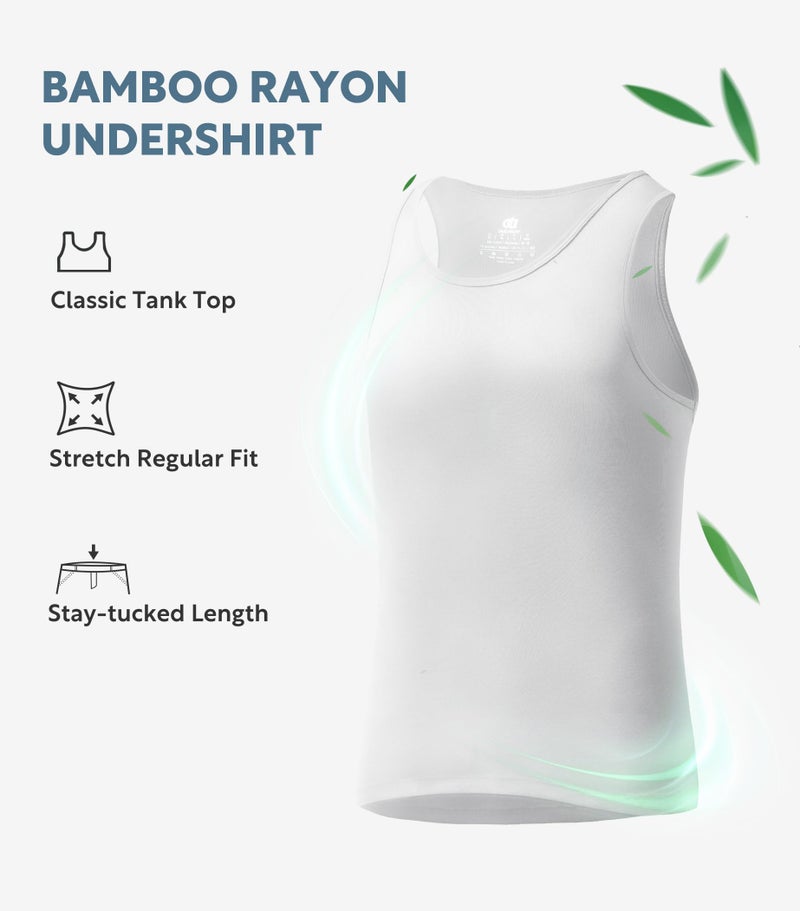 DAVID ARCHY Men's Tank Top Bamboo Rayon Undershirts Tank Shirt Moisture-Wicking A-Shirt for Men, 3-Pack (S, White) - Image 2