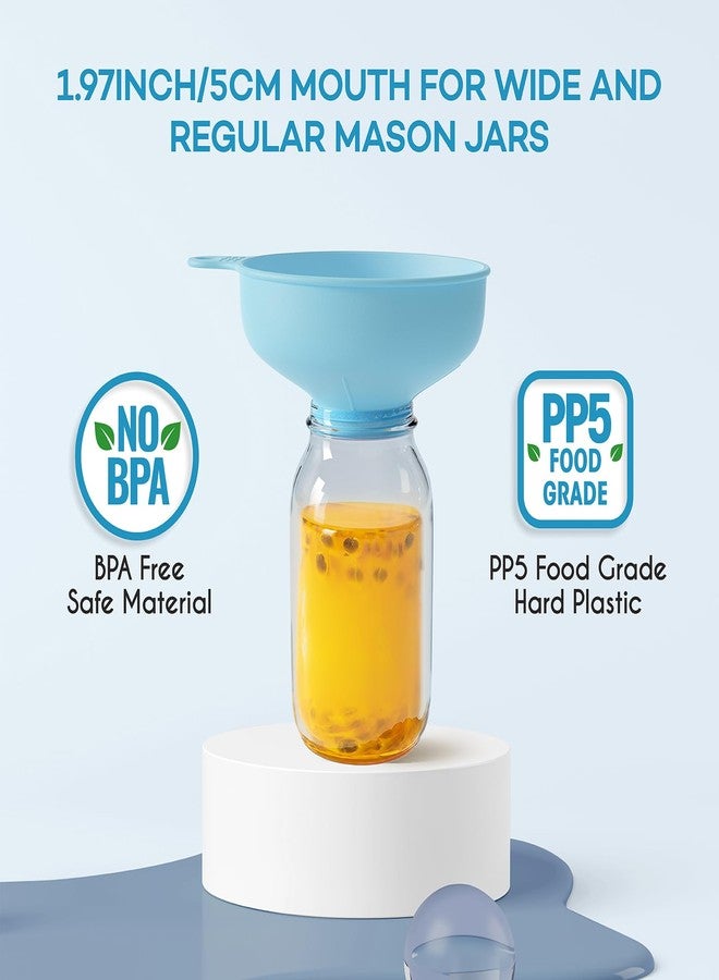 Pisol Wide Mouth Versatile Funnel, Canning Funnels for Kitchen Use, Food Grade Plastic Cooking Funnel Set with 4 Size Spouts and 2 Strainers for Filling Different Bottles and Bags, Blue - Image 3