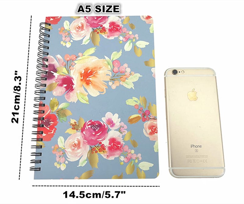 ALIMITOPIA 4 Pack A5 Spiral Notebook Journal,Wirebound Ruled Sketch Book Notepad Diary Memo Planner,A5 Size(8.3X5.7) & 80 Sheets (Floral) - Image 2