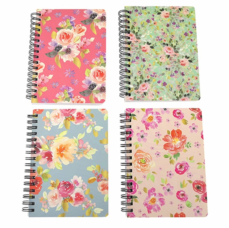 ALIMITOPIA 4 Pack A5 Spiral Notebook Journal,Wirebound Ruled Sketch Book Notepad Diary Memo Planner,A5 Size(8.3X5.7) & 80 Sheets (Floral) - Image 4