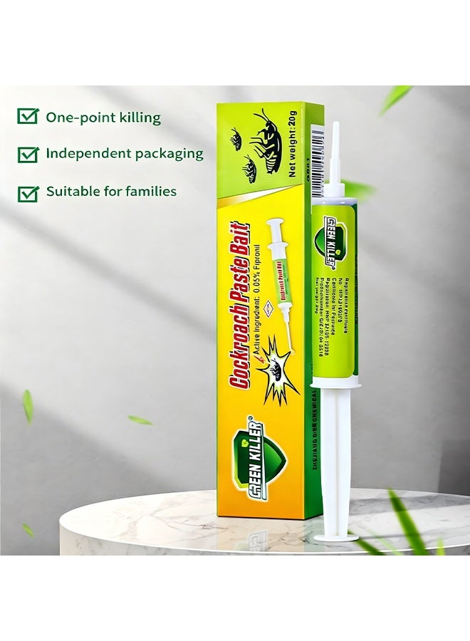 green killer طُعْم معجون الصرصور، هلام الطُعْم للصرصور للاستخدام الخارجي والداخلي مع حقنة تطبيق، طارد طبيعي للصراصير، فعال للصراصير الصغيرة والكبيرة، 10 جرام - Image 4