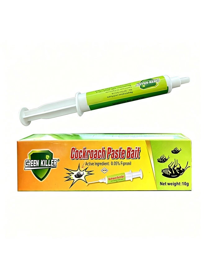 green killer طُعْم معجون الصرصور، هلام الطُعْم للصرصور للاستخدام الخارجي والداخلي مع حقنة تطبيق، طارد طبيعي للصراصير، فعال للصراصير الصغيرة والكبيرة، 10 جرام - Image 1