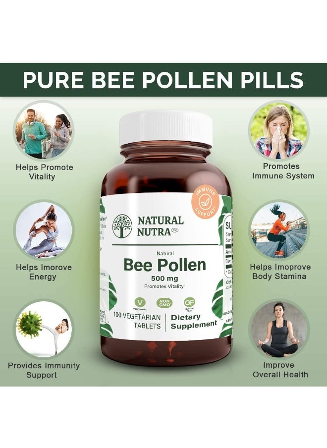 Natural Nutra 100% Pure And Raw Bee Pollen Pills For Energy, Healthy Skin, Allergy Relief, Antifungal, Immunity, Health And Vitality Supplement  - Image 3