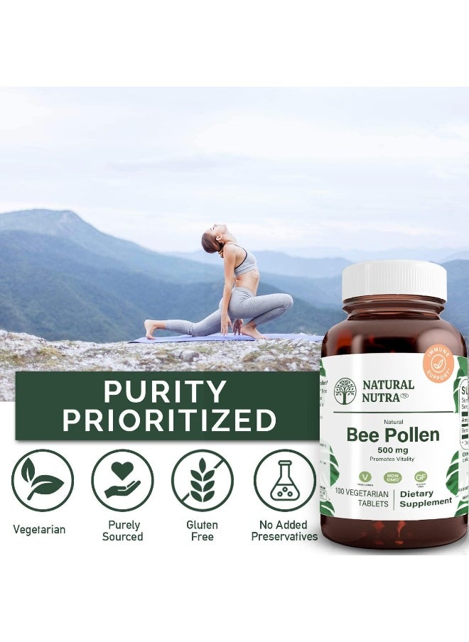 Natural Nutra 100% Pure And Raw Bee Pollen Pills For Energy, Healthy Skin, Allergy Relief, Antifungal, Immunity, Health And Vitality Supplement  - Image 4
