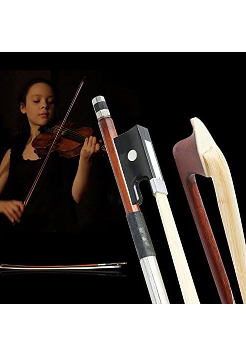 Mike Music 1/4 Violin Bow Professional 1/4 Brazilwood Ebony Frog Violin Arbor White Horsehair Violin Bow  - Image 5