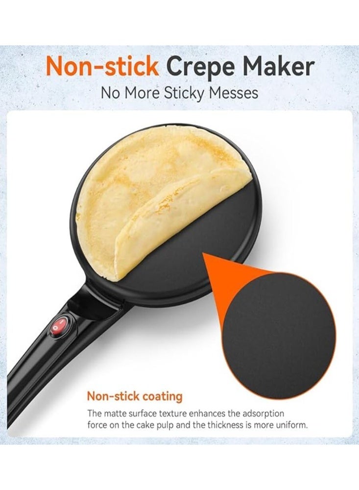 showkah® SC-555 Electric Crepe Maker – Non-Stick Pancake & Dosa Maker with Whisk & Batter Bowl, 900W Portable Flatbread Griddle - Image 5