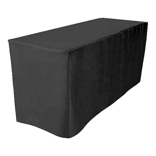 4Less CYOIDAI 4LESS 5 Fitted Tablecloth Table Cover Trade Show Event  4 Sided Black 