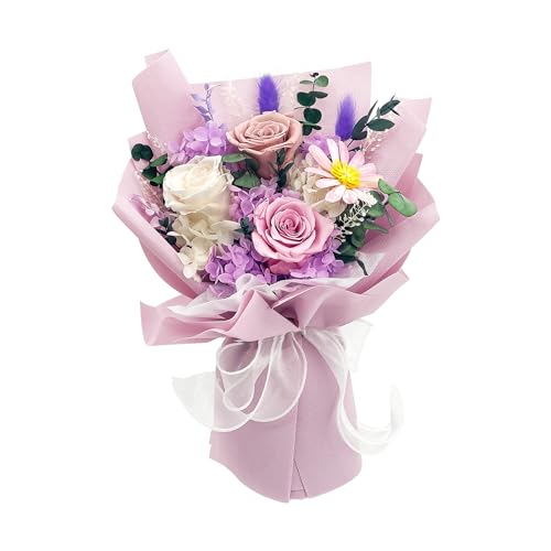 QOEAZY Flowers for Delivery, Preserved Flowers Bouquet with Gift Box, Rose Gifts for Women Mom Grandma - Image 1