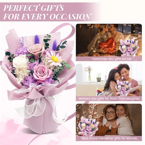 QOEAZY Flowers for Delivery, Preserved Flowers Bouquet with Gift Box, Rose Gifts for Women Mom Grandma - Image 5