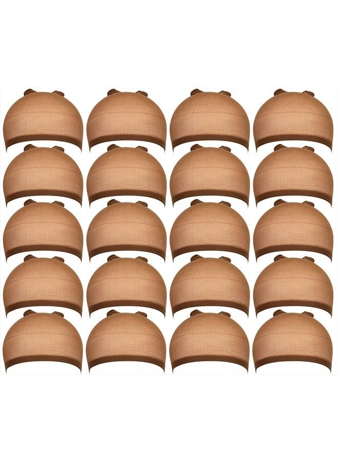 Teenitor 20 عبوة قبعات شعر نايلون بنية مرنة، قبعات شعر بلون البشرة للاستخدام للنساء والرجال - بني - Image 1