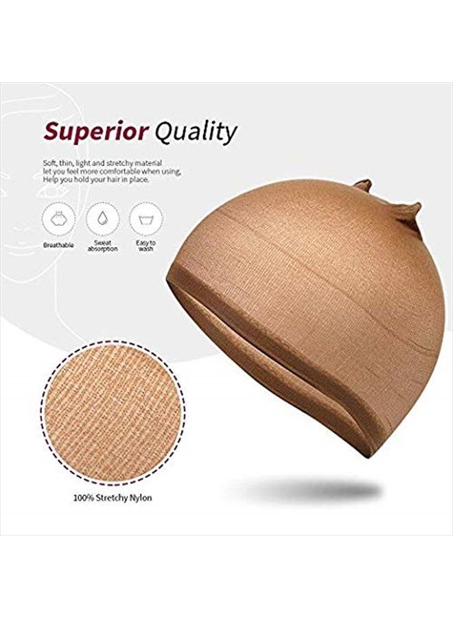 Teenitor 20 عبوة قبعات شعر نايلون بنية مرنة، قبعات شعر بلون البشرة للاستخدام للنساء والرجال - بني - Image 3