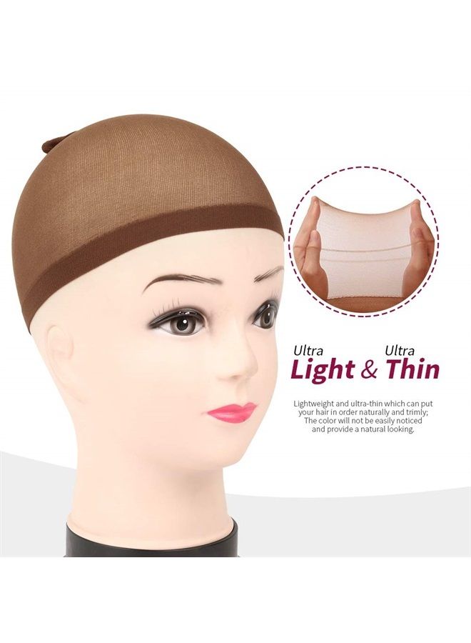 Teenitor 20 عبوة قبعات شعر نايلون بنية مرنة، قبعات شعر بلون البشرة للاستخدام للنساء والرجال - بني - Image 4