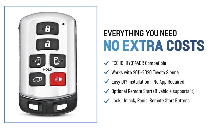 Smart Key Solution Remote Smart Key Fob Replacement Kit for Toyota Sienna 2011 2012 2013 2014 2015 2016 2017 2018 2019 2020 Keyless Entry Remote Control HYQ14ADR 89904-08010 - Image 4