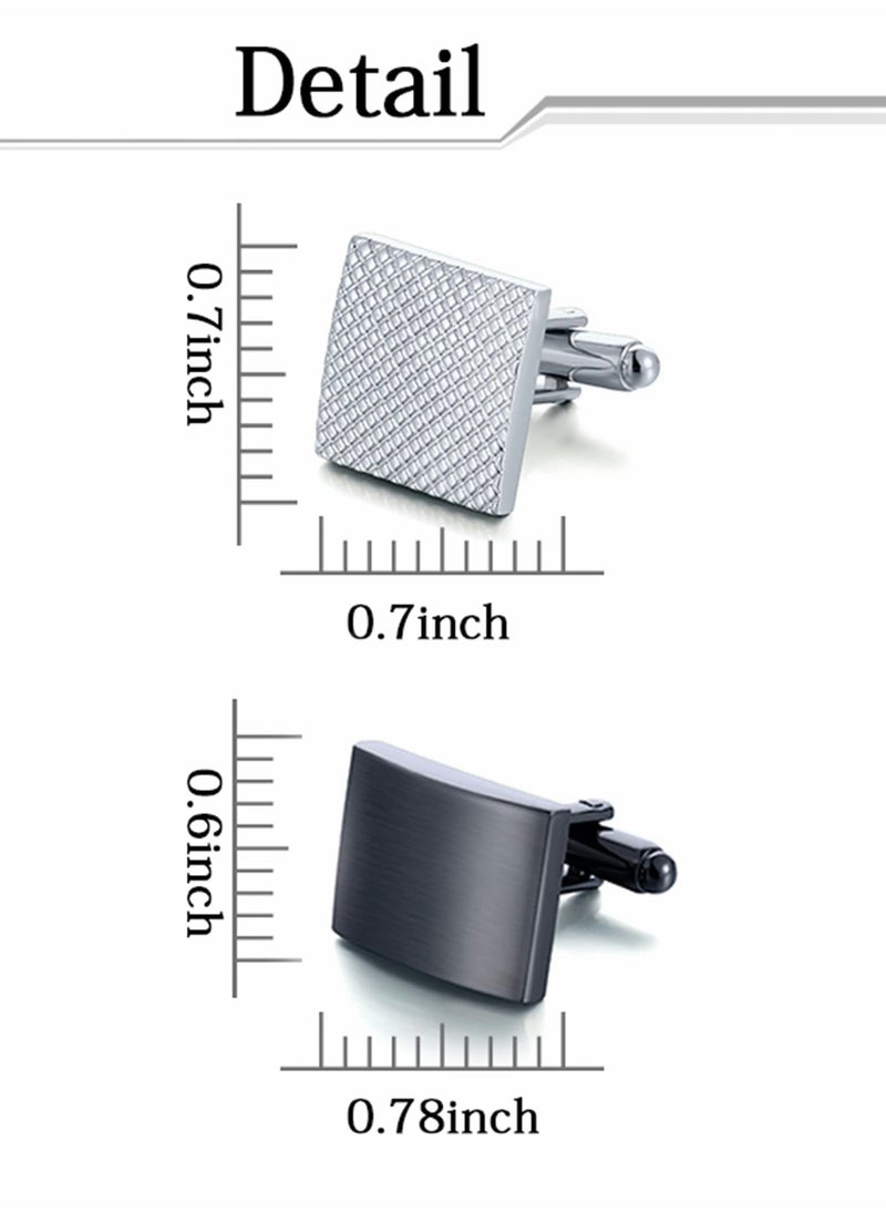 SYOSI - 6 Pairs Cufflinks Classic Striped Disc Square Spherical Knot CZ Rectangle Cylindrical Cufflinks Set for Men - Image 1