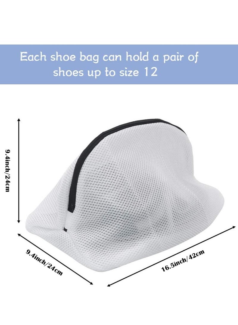 MJZ 3pcs Zipper Shoe Wash Bag Organizer Reusable Mesh Shoe Laundry Bags Travel Shoe Organization Bag Fit up to Men’s Size 12 for Sneakers, Trainers, Running Shoes (24CM*42CM) - Image 2