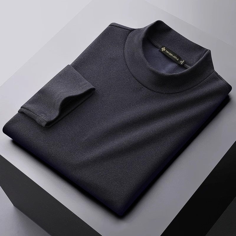 Double-Sided Velvet Long-Sleeved T-Shirt For Men In Autum 2023 New Warm And Versatile Bottoming Shirt Casual Half Turtleneck Top Trbottomy Brand - Image 1