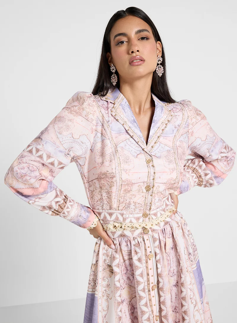 Khizana Floral Printed Top & Skirt Set