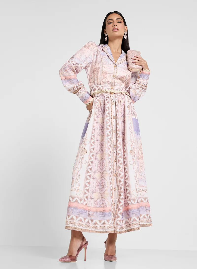 Khizana Floral Printed Top & Skirt Set