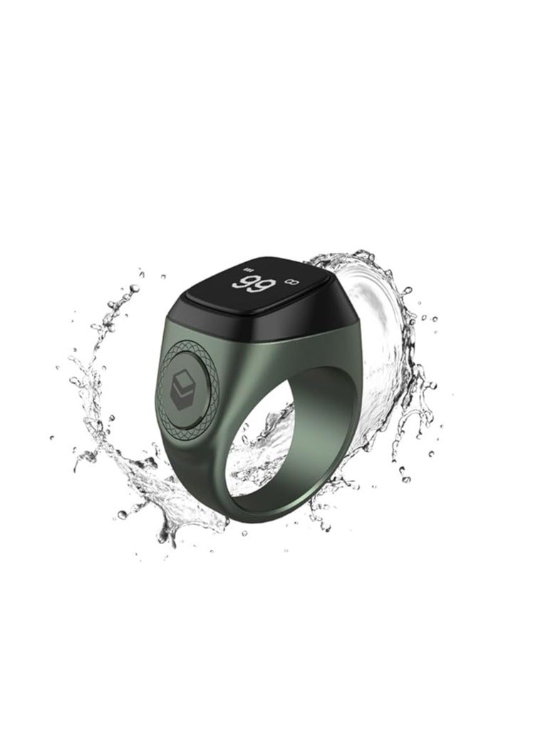 iQIBLA Smart Tasbih Zikr Aluminium Ring - Dark Green - 18mm - Image 1