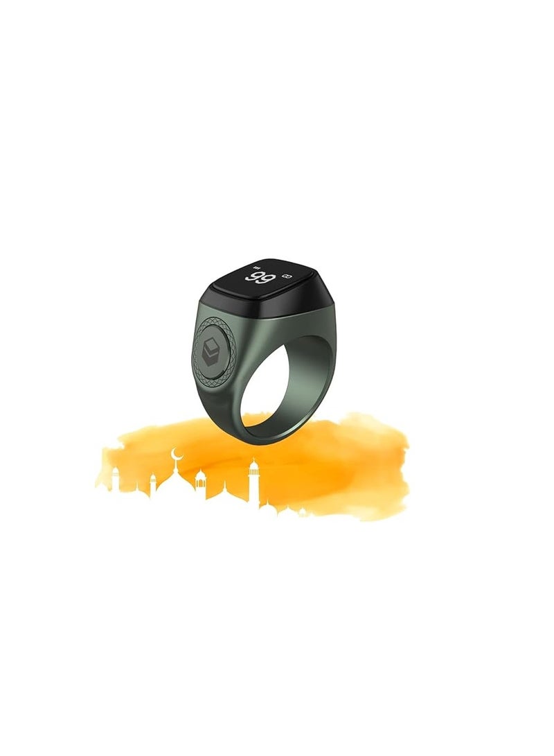 iQIBLA Smart Tasbih Zikr Aluminium Ring - Dark Green - 18mm - Image 2