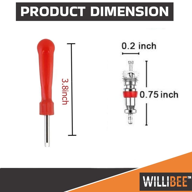 WILLIBEE أداة إزالة قلب الصمام مع بدائل سيارات دراجات نارية شاحنات TPMS مطلية بالنيكل (10 قطع) - Image 2