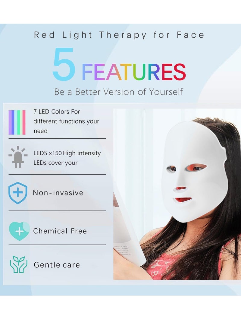 LED Facial Skin Care Mask with Blue and Red Light Therapy for Face at Home - Image 2