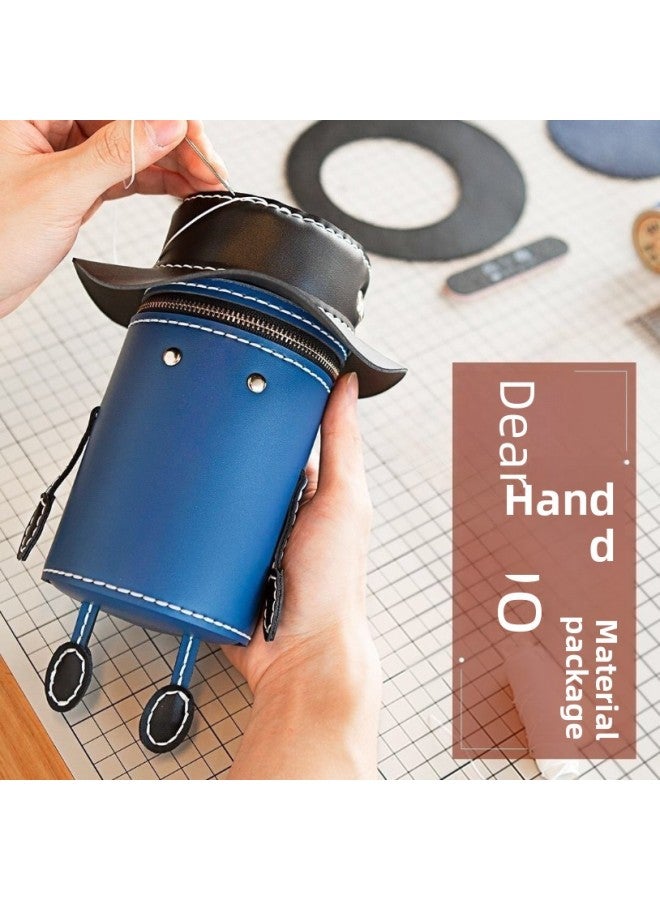 Handmade Bag TikTok Hand-sewn Bag Diy Material Bag Homemade Little Man Women's Crossbody Hat Shoulder Bag-Color:Blue  - Image 2