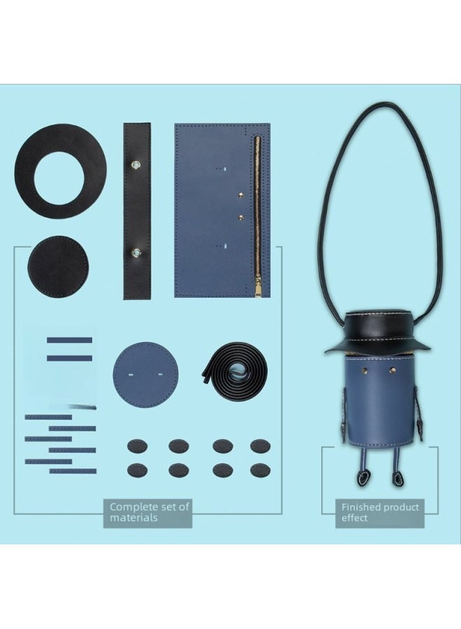 Handmade Bag TikTok Hand-sewn Bag Diy Material Bag Homemade Little Man Women's Crossbody Hat Shoulder Bag-Color:Blue  - Image 4