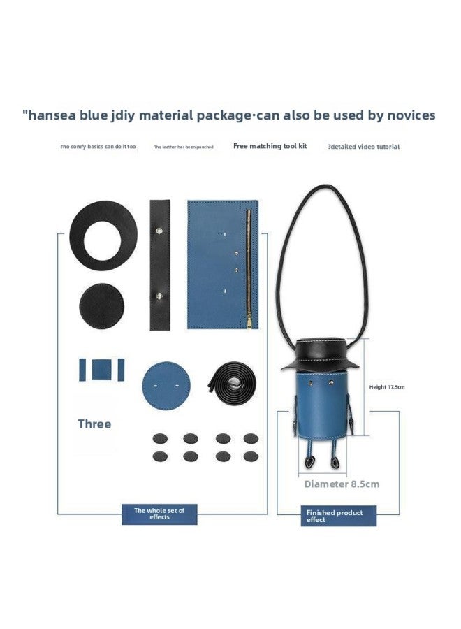 Handmade Bag TikTok Hand-sewn Bag Diy Material Bag Homemade Little Man Women's Crossbody Hat Shoulder Bag-Color:Blue  - Image 1