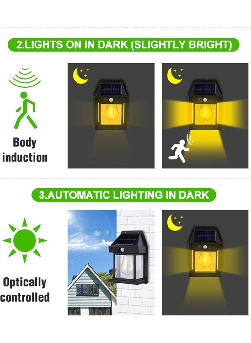Generic Outdoor Solar Fence Wall LED Light Tungsten Filament Bulb Night Lamp For Courtyard Backyard Garden And Garage Decorative  - Image 5