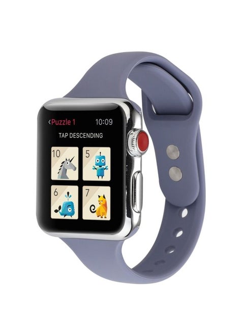 Replacement Strap For Apple Watch Series 8&7 41mm / SE 2&6&SE&5&4 40mm / 3&2&1 38mm Thin Silicone Double Buckle Watch Band Lavender Grey