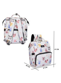 THE CLOWNFISH Baby On Board Series Multipurpose Diaper Bag;Backpack;Nappy Bag;Handbag;Maternity Bag With Bottle Organizer & Tissues Dispensing Pocket In Polyester (White Animal Print)  - Image 4