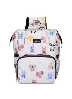 THE CLOWNFISH Baby On Board Series Multipurpose Diaper Bag;Backpack;Nappy Bag;Handbag;Maternity Bag With Bottle Organizer & Tissues Dispensing Pocket In Polyester (White Animal Print)  - Image 1