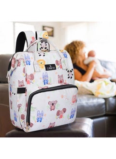 THE CLOWNFISH Baby On Board Series Multipurpose Diaper Bag;Backpack;Nappy Bag;Handbag;Maternity Bag With Bottle Organizer & Tissues Dispensing Pocket In Polyester (White Animal Print)  - Image 3