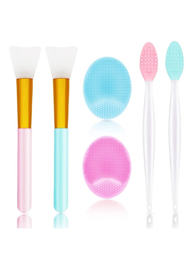 Namgznso 6 PCS Silicone Face Scrubber Brush Set, 2pcs Lip Scrub Brush, 2PCS Face Cleansing Brush Silicone Face Exfoliator Tool, 2pcs Facial Applicator Brush for Women Men  - Image 1