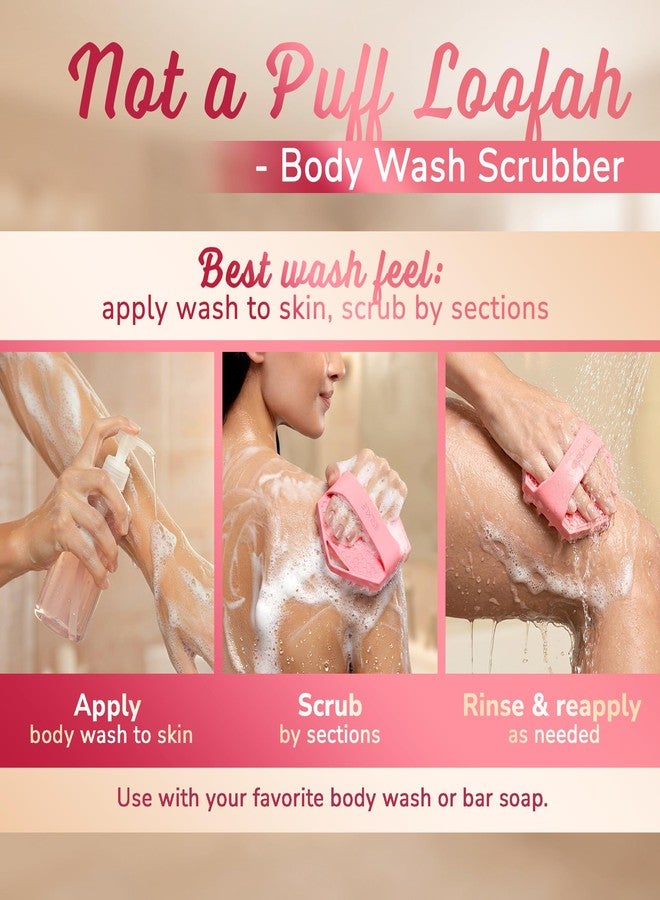 SILKLE Silicone Body Scrubber – Gentle Exfoliating Shower Scrubber for Body & Bath, Silicone Shower Brush & Loofah Alternative – Non-Slip Silicone Body Brush, Quick Dry, Hygienic - Pink - Image 5