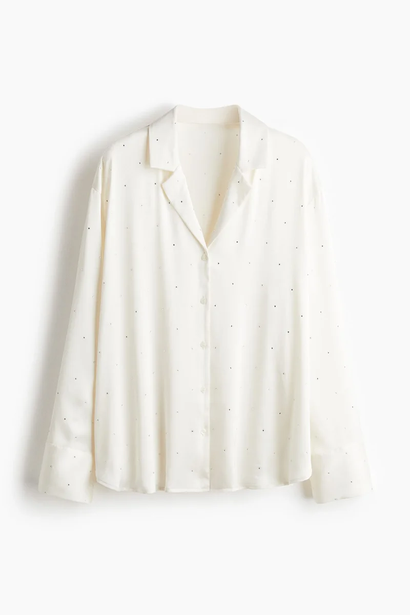 H&M Embellished satin pyjama shirt