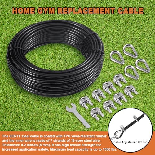 SERTT Replacement Cable for Pulley Cable Machine Pulley Cable for DIY Home Gym Wire Rope Length 328656984 Ft for Weight Lift Pulley System Gym Steel Cable Thick 5mm TPU Coated - Image 3