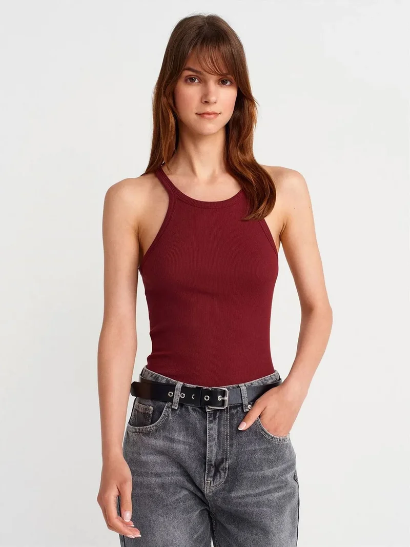 ديلفين DILVIN Ribbed Cotton Sleeveless Cami Blouse