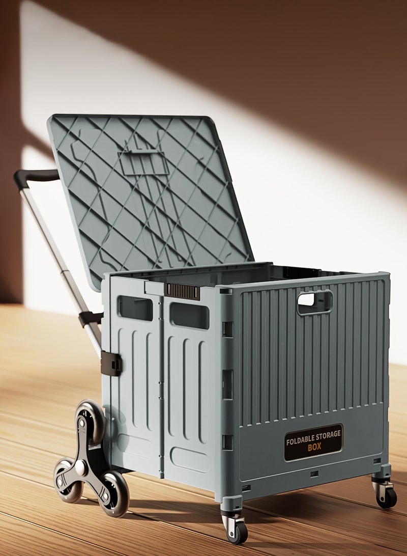 والالا عربة تسوق قابلة للطي مع عجلات تسلق السلالم، عربة بقالة قابلة للتعديل الارتفاع مع غطاء، عربة تخزين متعددة الوظائف، متينة وقوية، للبقالة والسفر والنزهات والتخييم والمكتب - Image 1